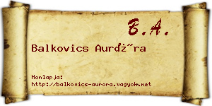 Balkovics Auróra névjegykártya